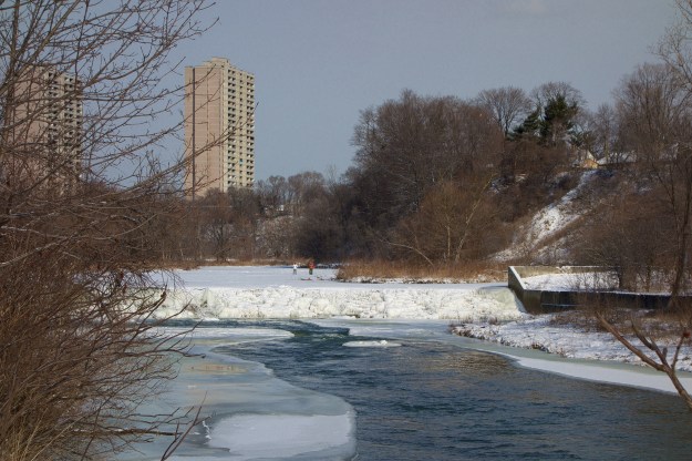 Brave people test the ice.
