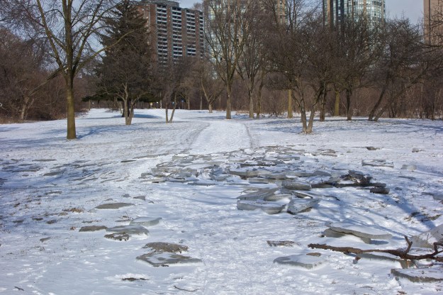 Ice covers the footpath - but wait, there's more.
