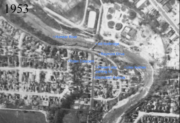 Aerial view of Raymore and Glenhaven in 1953.
