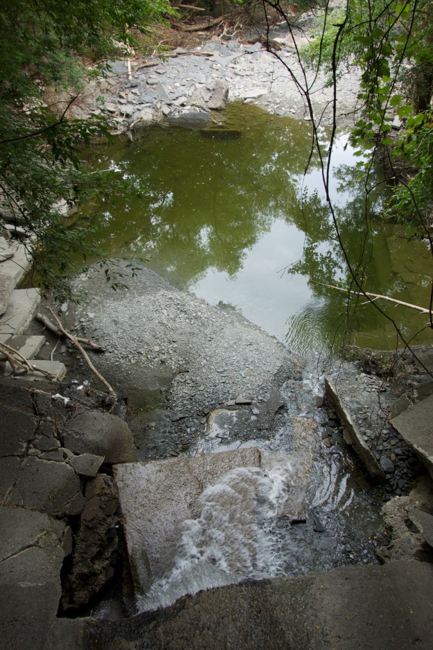 July 2013, the creek is blocked with silt.