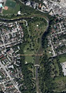 Aerial view of Raymore Park.