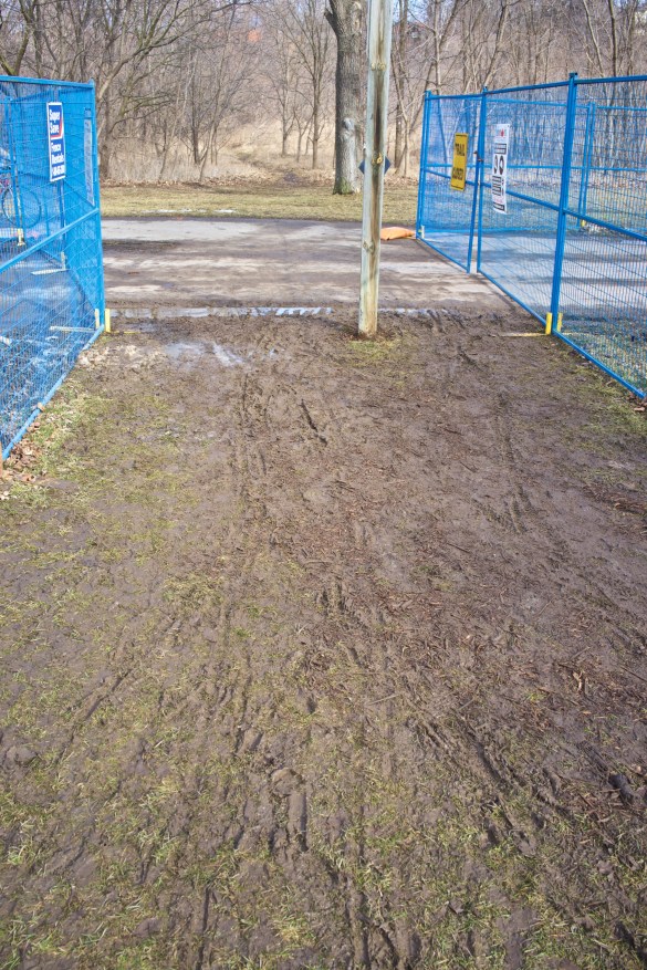 This is the treacherous route for people moving past the construction.