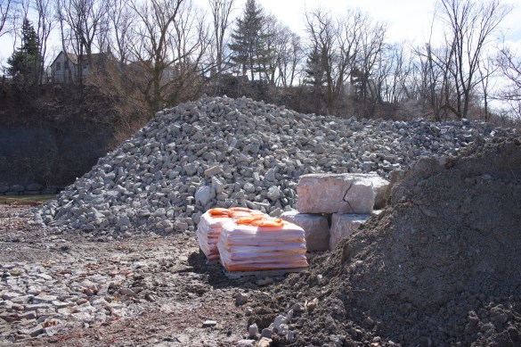 Limestone rubble at the south end of the site.
