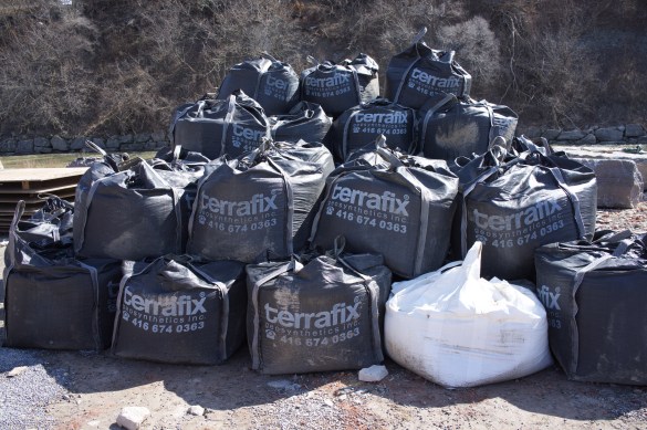 Bags of gravel.