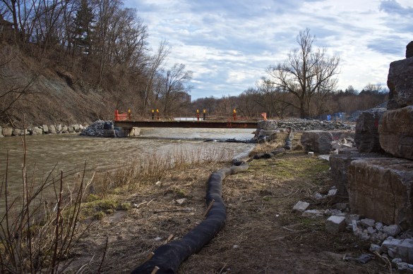 The bridge with decking newly installed.