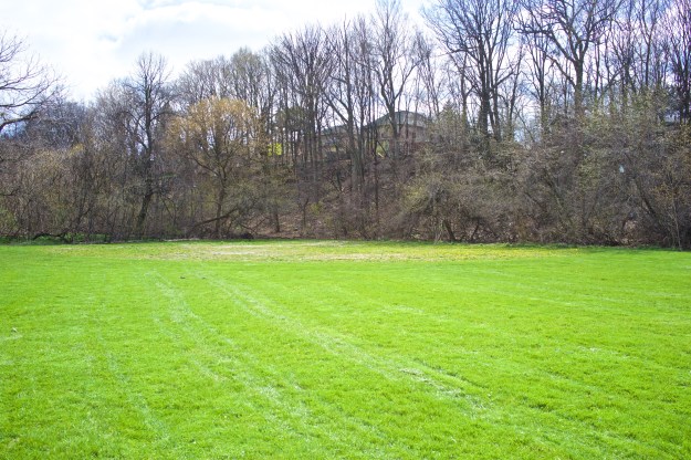 The old baseball fencing has gone.