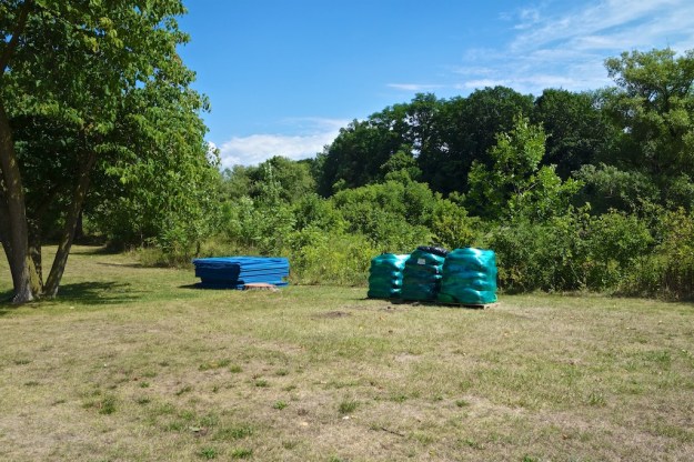 More fencing and drainage pipes for the next area.